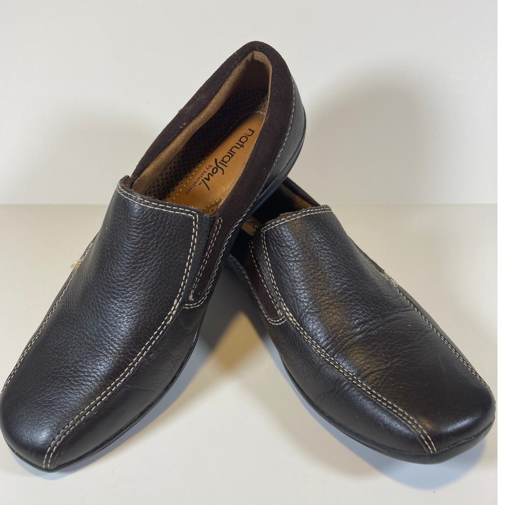 Natural Soul by Naturalizer Womens 7W‎ Dark Brown Leather Loafers Slip On Shoes